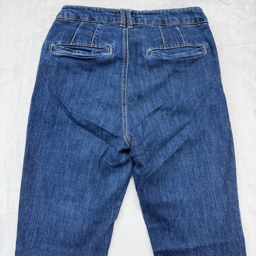 OAT New York Jeans Women's 8/29 Flare Dark Blue High Rise‎ Patch Pocket Stretch - Picture 6 of 11